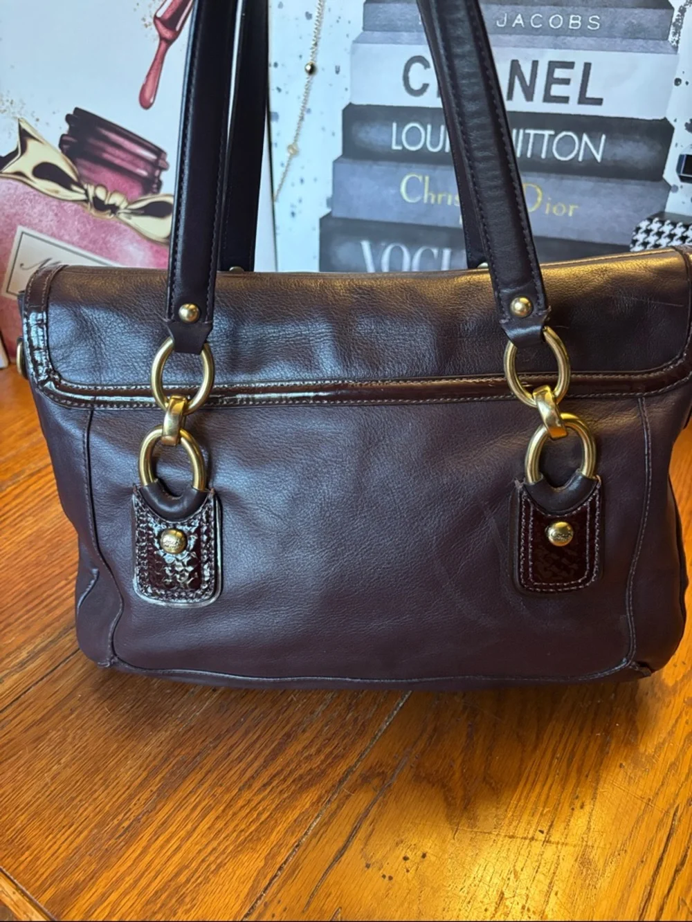 Coach Kristin Elevated Ostrich Embossed Satchel Plum 18232 - Picture 7 of 14